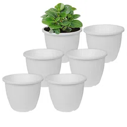 Kuber Industries White Set Of 6 Solid Flower Planters image 3
