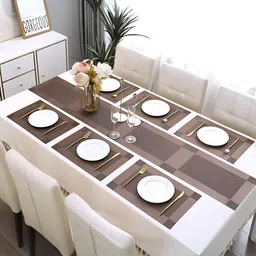UniKart 7-Pcs Coffee Brown Anti-Slip Table Placemats & Runner image 1