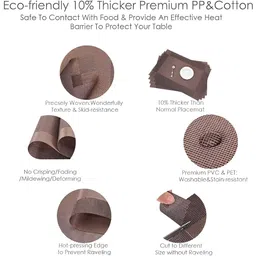 UniKart 7-Pcs Coffee Brown Anti-Slip Table Placemats & Runner image 4