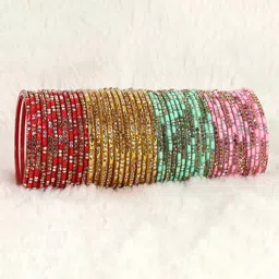 LAVAZZA Set of 48 Crystals Studded Glass Bangles-picture-15