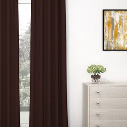 Story@Home Faux Silk Solid 300GSM Dark Brown Room Darkening Blackout Door Curtain - Set of 1-picture-25
