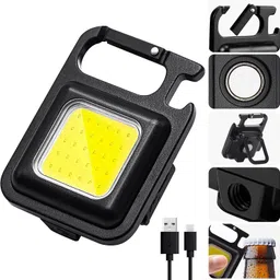 rjenterprise Mini COB LED Keychain Light Compact Keychain Torch with USB Cable 3 hrs Bulb Emergency Light image 1