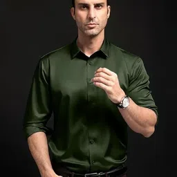 stovessy Men Regular Fit Solid Spread Collar Casual Shirt-picture-11