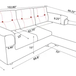 woodsworth from pepperfry Andres Fabric RHS Sectional Sofa (3 + Lounger) in Beige Colour image 5