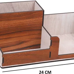geniyo Cutlery Kitchen Rack | Spoon, Fork, Knife And Paper Napkin Organizer Stand For Cafe Dining Table Wood image 3