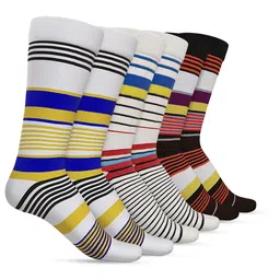 TalkingSox Pack Of 6 Striped Bamboo Calf Length Socks-image-59