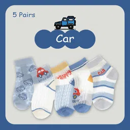 SYGA Kids Pack of 5 Patterned Pure Cotton Above-Ankle Length Socks-picture-27