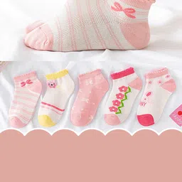 SYGA Kids Pack Of 5 Patterned Pure Cotton Above Ankle-Length Socks image 2