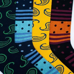 Soxytoes Men Pack Of 4 Assorted Cotton Calf-Length Socks image 3