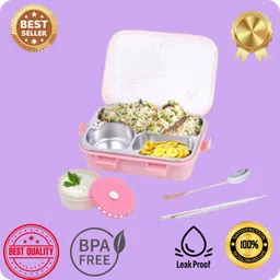 evara international Tiffin Box With Soup Bowl,Spoon,Fork 1 Lunch Box _P39 3 Containers Lunch Box-picture-15