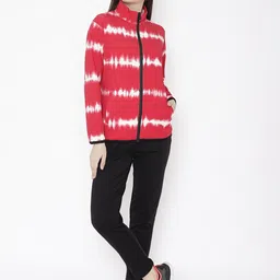 Chkokko Women Red & Black Printed Sports Tracksuit-image-20