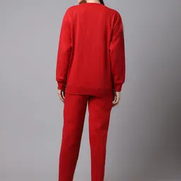 mack jonney VIMAL JONNEY Women Pack Of 2 Grey & Red Solid Fleece Tracksuits image 3