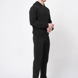 Sweet Dreams Men Black Solid Fleece Tracksuits image 4