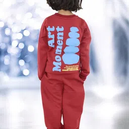Kids Cave Girls Text Printed Mid-RiseTracksuits image 2