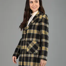 honnete 100 % Polyester Checkered Coat For Women image 3