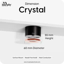 murphy 6W Crystal Black Rose Gold Cylindrical COB Surface (Warm White, Pack of 6) Spot Light Ceiling Lamp image 4