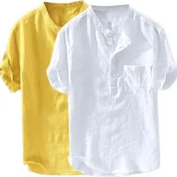 gainell Pack of 2 Men Solid Cotton Blend Straight Kurta-picture-20