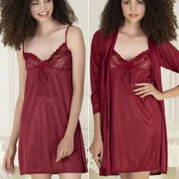 clovia Women Nighty with Robe image 1