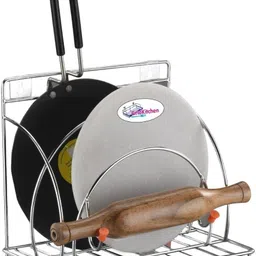 Chakla/Belan Kitchen Rack Cabin Kart Rolling Pin Holder Pan Holder rolling pin & Board Holder Steel image 1