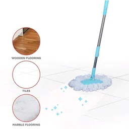 vibahub Floor Cleaner Mop Stick Rod Stainless Steel Mop Handle with 1 Microfiber Head Mop Head and Rod image 2