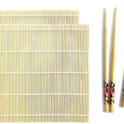 definite 2 Wooden Bamboo Sushi Mat Table Placemat and 2 Pair Bamboo Chopstick-picture-26