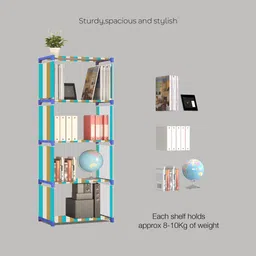 flipkart perfect homes studio 5 Layer Multipurpose Portable l SpaceSaving Cloth/Shoe/Books Shelf Home & Office Metal Open Book Shelf image 2