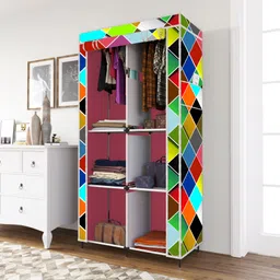 maison & cuisine P 2003-4 Cloth Rack Storage Organizer Shelves Printed Almirah PP Collapsible Wardrobe image 3