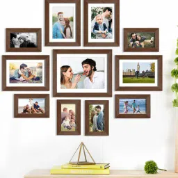 art street Individual Set of 11 Polyresin Brown Collage Photo Frames-picture-24