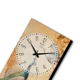olive tree Multicolour Rectangle 24 Inches Wooden Wall Clock (Peacock) image 5