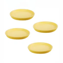 LASAKI 4 Pcs Yellow Round Ceramic Pot Trays-picture-30