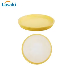 LASAKI 4 Pcs Yellow Round Ceramic Pot Trays image 4
