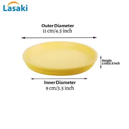 LASAKI 4 Pcs Yellow Round Ceramic Pot Trays image 2