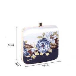 Swisni Blue & Grey Printed Box Clutch image 2