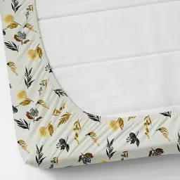 real dream Beige Botanical 240TC Glace Cotton Double Fitted Bed Sheets with 2 Pillow Covers image 5