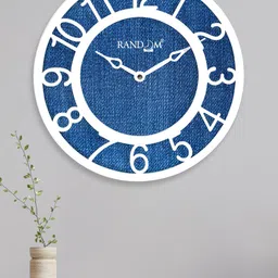 RANDOM Blue & White Printed Round Contemporary Wall Clock 20 cm image 2