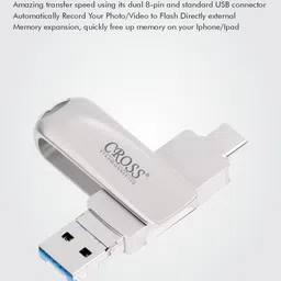 CROSS PHANTHOM X 3.0 USB PENDRIVE 16 GB OTG Drive Compatible with Mobile, Laptop, Tablet, Netbook, Television, Desktop Computer, Audio Player Lightning, USB 3.0, USB 3.2 Metal Case image 3