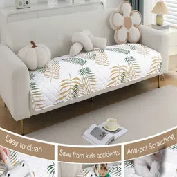 HOKIPO Green & Beige Printed Waterproof Quilted Sofa Seat Mats image 5