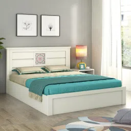 spacewood Kosmo Bryan King Size Bed in Kingston White Finish with Box Storage image 1