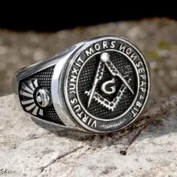 rangrivaaz Men’s Silver-Tone Masonic Symbol Signet Ring Silver, Alloy Silver Plated Ring image 4
