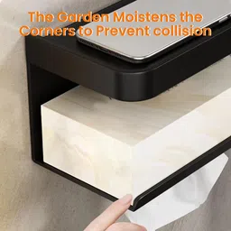 maycreate Bathroom Toilet Paper Holder with Shelf Wall Mounted Plastic Tissue Rack Modern Plastic Toilet Paper Holder image 4