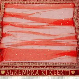kaevion Net Self Design Red Women Dupatta image 4