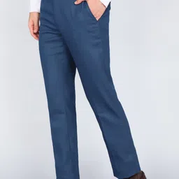 peter england Men Regular Fit Red Cotton Blend Trousers image 3