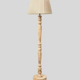 kapoor lampshades White Shade Floor Lamp With Wood Base image 4