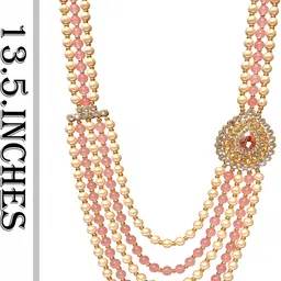 radhe creation ®Pearl Base Metal and Dulha Moti Mala Haar Necklace for Men's Beads Gold-plated Plated Brass, Metal, Mother of Pearl Necklace image 3