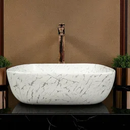 clayramic Premium Ceramic Washbasin With Waste Coupling & Pipe Set ) (18*13*5)(Rj-1003) Table Top Basin-picture-48