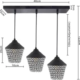 homesake 3-Lights Linear Cluster Chandelier Crystal Lantern Hanging Pendant Light, Kitchen Area and Dining Room Light Pendant Lamp Ceiling Lamp image 3