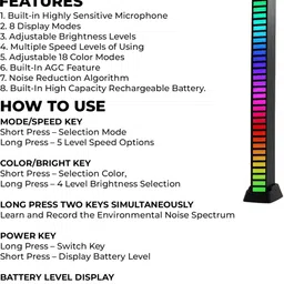 MOOZMOB Rechargeable RGB Sound Control Voice-Activated Pickup Light Music Rhythm Light with Music Sync 32-Bit Rhythm Light for Car Dashboard Desktop TV Gaming and Home Led Light image 5