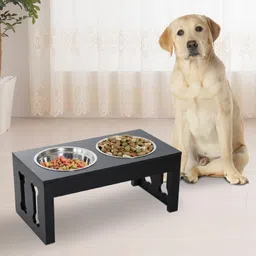 ag shopee Premium Large Dog Bowl with Iron Stand - Elevated Dining Wooden, Stainless Steel Pet Bowl-picture-22
