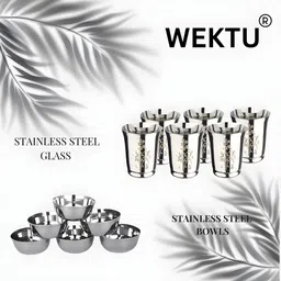 sakhujatraders (Pack of 12) GLASS+BOWL LASER COMBOSET OF 12PCS (6+6) WITH SAME FLOWER/300mlGLASS/MEDIUM BOWL Glass Set Water/Juice Glass-picture-11