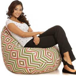 style homez XXL Classic Cotton Canvas Printed Teardrop Bean Bag With Bean Filling image 5